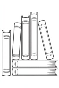 stack of books clipart black and white 7