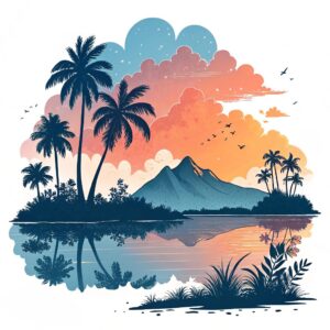 summer sunset clipart 14