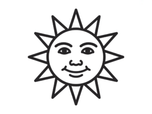 sun clipart black and white 6