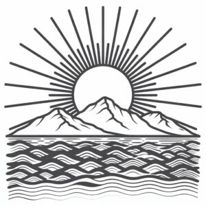 sunrise clipart black and white 1