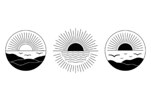 sunrise clipart black and white 12