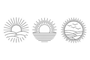 sunrise clipart black and white 13