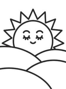 sunshine clipart black and white 6