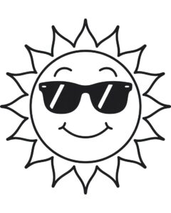 sunshine clipart black and white 8