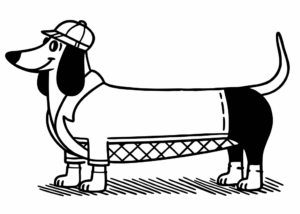 weiner dog clipart black and white 12