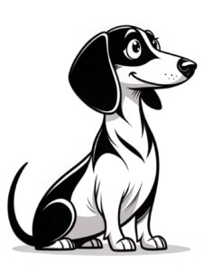 weiner dog clipart black and white 15
