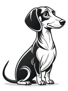 weiner dog clipart black and white 16