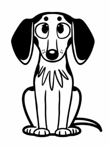 weiner dog clipart black and white 5