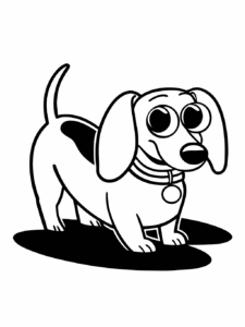 weiner dog clipart black and white 7