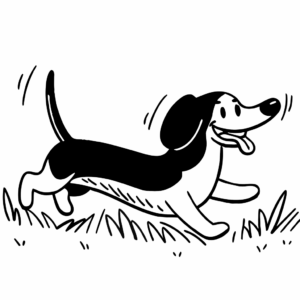 weiner dog clipart black and white 8